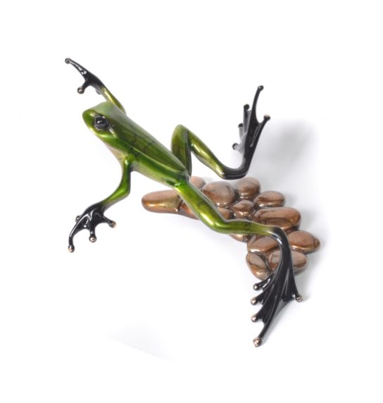 Stepping Stone Frogman Tim Cotterill Bronze Sculpture frog side