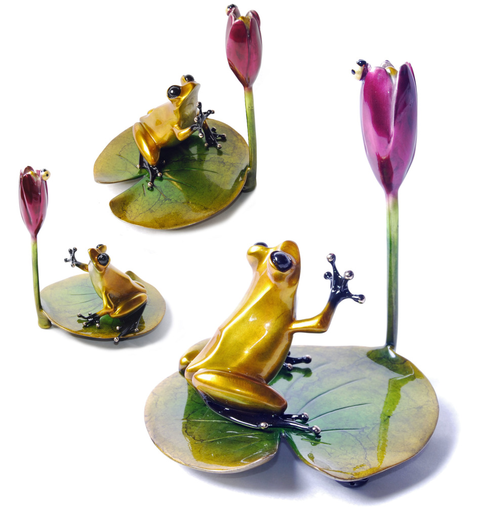 buy Water Lily Frogman Tim Cotterill Bronze Sculpture frog