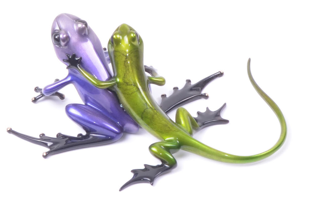 Sidekick Frogman Tim Cotterill Bronze Sculpture frog gecko
