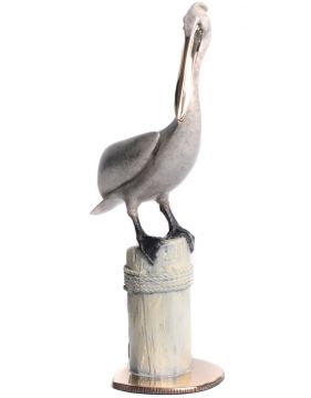 brian arthur bronze sculpture pelican piling rope