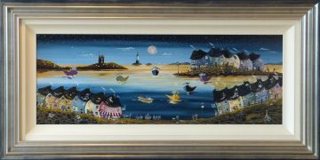 Moonlit Harbour Anne Blundell Original Painting