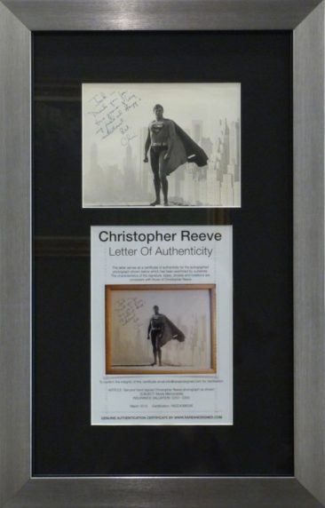 superman photo autograph mounted framed framing by hepplestone heskin lancashire