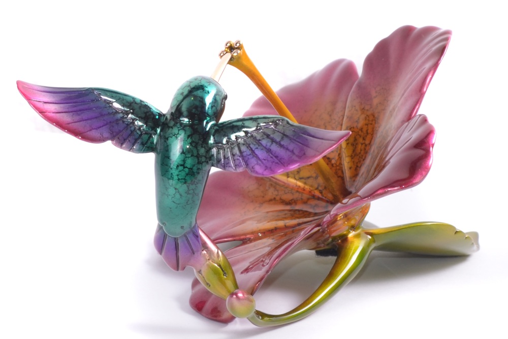 Aloha Jose Munoz Bronze Sculpture hummingbird back