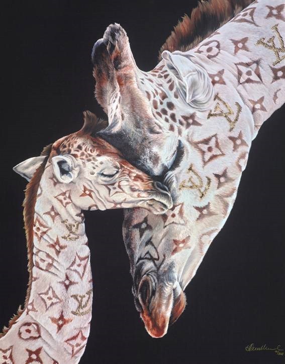 Louis Vuitton pattern giraffes - Hepplestone Fine Art