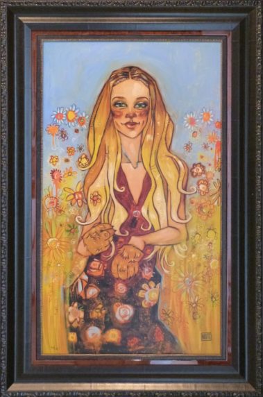 todd white original painting the lioness blonde woman