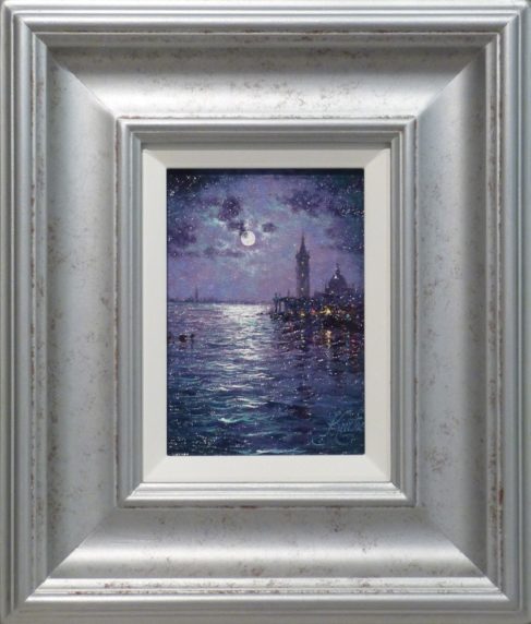 Moonlight on lake oil painting andrew grant kurtis