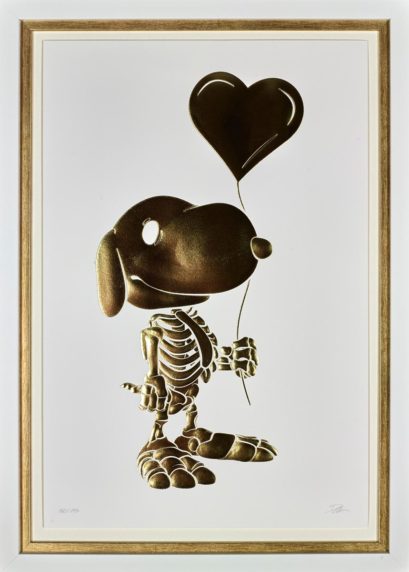 snoopy gold skeleton art limited edition print