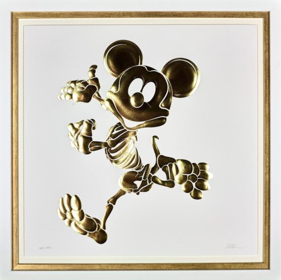 mickey mouse gold skeleton art limited edition print