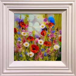Colourful poppies amidst wildflowers by Rozanne Bell